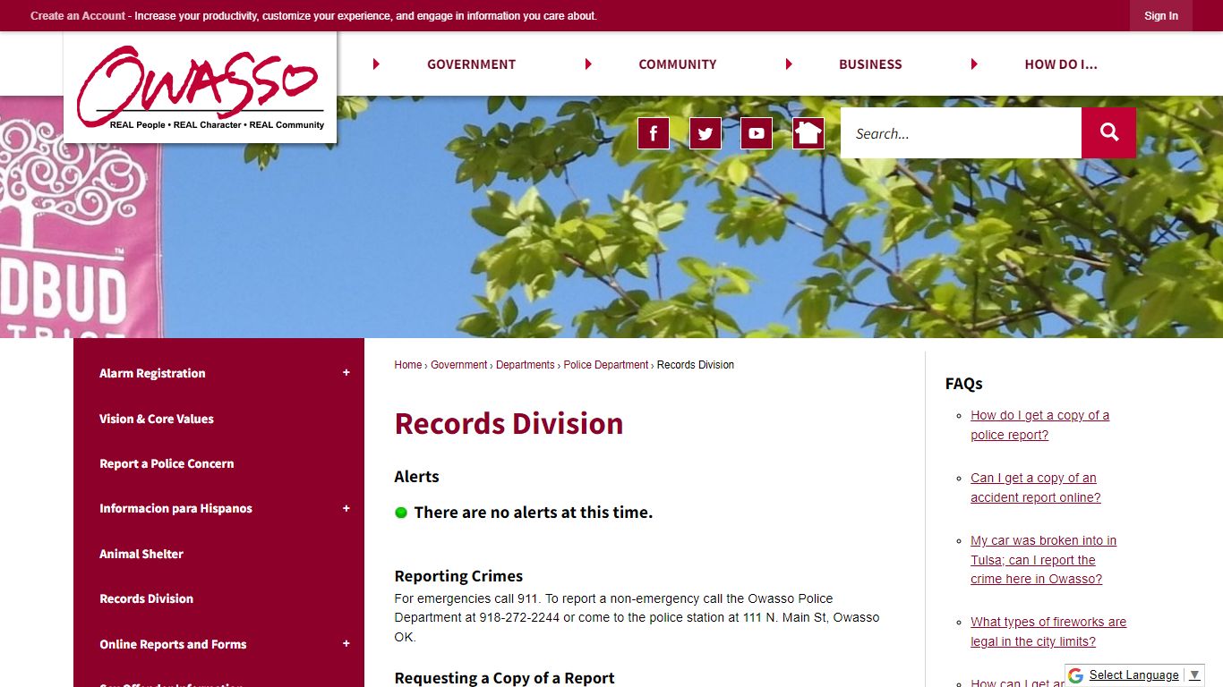 Records Division | Owasso, OK - Official Website