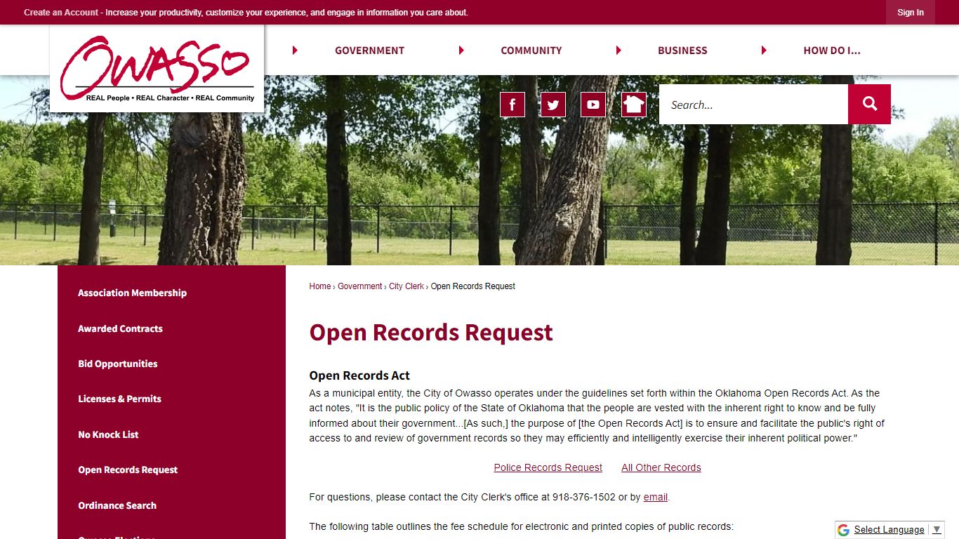 Open Records Request | Owasso, OK - Official Website